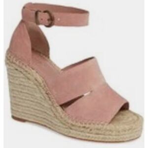 Treasure & Bond Sannibel Espadrille Wedge Sandal, Suede Leather Pink Sz 8 M